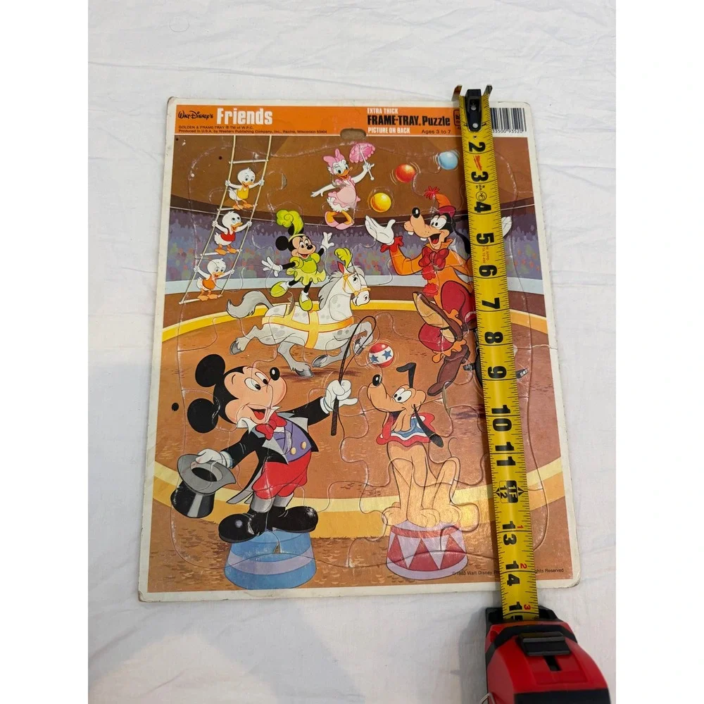 Vintage 1983 Disney Mickey Mouse Friends Circus Frame-Tray Puzzle Golden 4550D